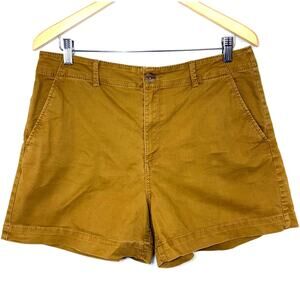 Loft 10 Washed Twill High Rise Shorts Mustard Yellow Pockets Work‎ Summer Spring